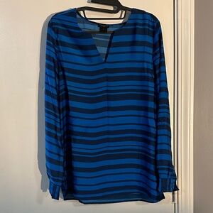 Ann Taylor Navy and Black Striped Blouse